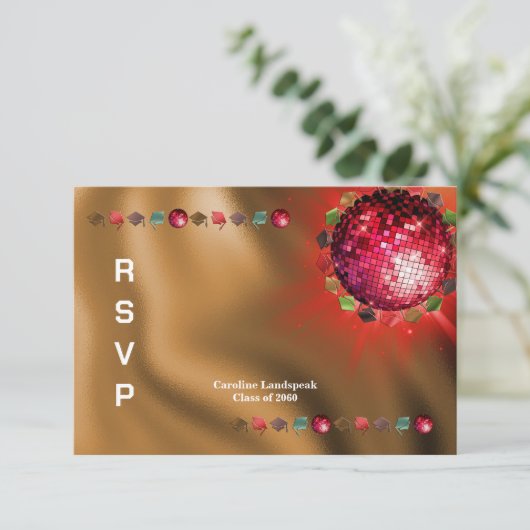 Disco Party Aangepaste Foto RSVP (Staand voorkant)