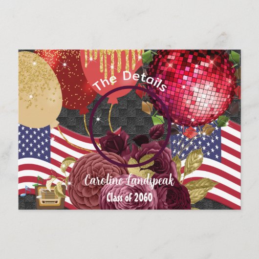 Disco Party Custom Foto De Details Informatiekaartje (Voorkant)