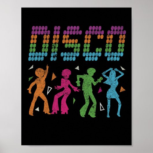 Disco Party Dancing 70s Style Retro Disco  Poster (Voorkant)