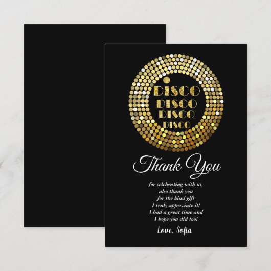 disco party dans party 70 ' s gouden disco ball in kaart (Voorkant / Achterkant)