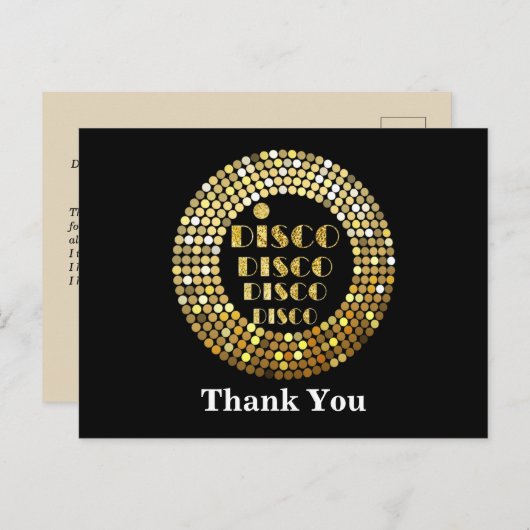 disco party dans party 70 ' s gouden disco ball in uitnodiging briefkaart (Voorkant / Achterkant)