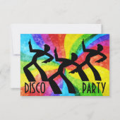 Disco Party - Dansende mensen en regenboogwervelin Kaart (Voorkant)
