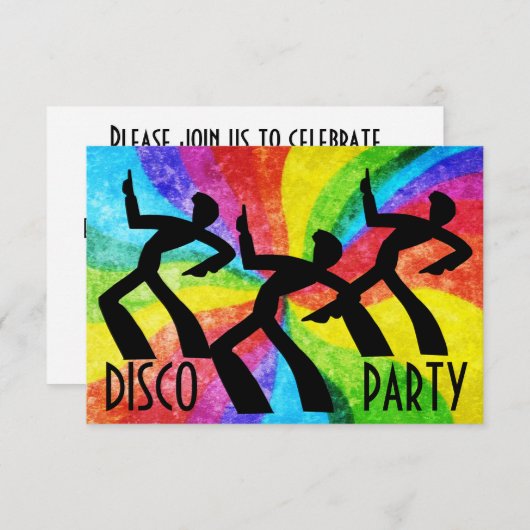 Disco Party - Dansende mensen en regenboogwervelin Kaart (Voorkant / Achterkant)