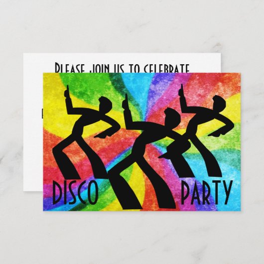 Disco Party - Dansende mensen en regenboogwervelin Kaart (Voorkant / Achterkant)