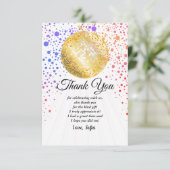 disco party dansfeest 70s gouden disco bal bedankkaart (Staand voorkant)