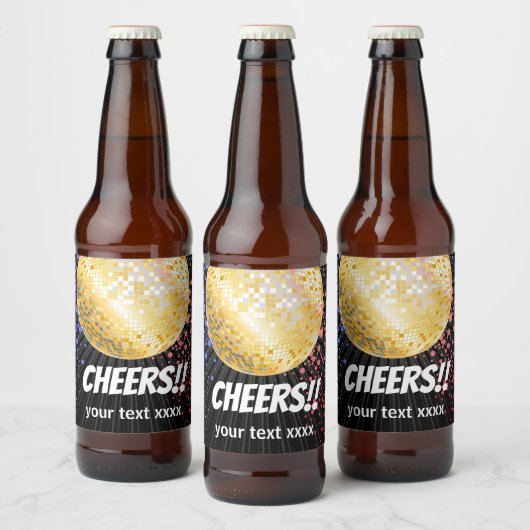 disco party dansfeest 70s gouden disco bal bier etiket (Flessen)