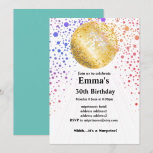 disco party dansfeest 70s gouden disco bal kaart