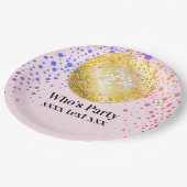 disco party dansfeest 70s gouden disco bal papieren bordje (Gekanteld)