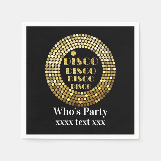 disco party dansfeest 70s gouden disco bal servet (Voorkant)
