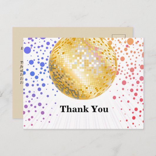 disco party dansfeest 70s gouden disco bal uitnodiging briefkaart (Voorkant / Achterkant)