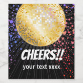 disco party dansfeest 70s gouden disco bal wijn etiket (Enkel label)