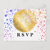 disco party dansfeest 70s gouden disco ball rsvp uitnodiging briefkaart (Voorkant)