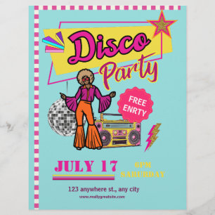  Disco Party Flyer 80s retro Verjaardagsfeest