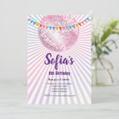 disco party , glitter , dans , partijuitnodiging kaart (Staand voorkant)