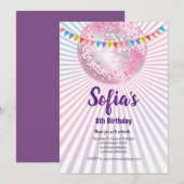 disco party , glitter , dans , partijuitnodiging kaart (Voorkant / Achterkant)