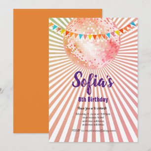 disco party , glitter , dans , partijuitnodiging kaart