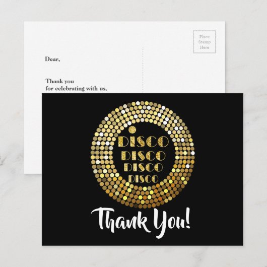 disco party , glitter , dans , party dank je kaart (Voorkant / Achterkant)