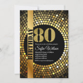 Disco party, goud, 70's, verjaardagsfeest kaart (Voorkant)