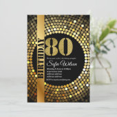 Disco party, goud, 70's, verjaardagsfeest kaart (Staand voorkant)