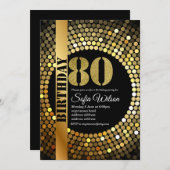 Disco party, goud, 70's, verjaardagsfeest kaart (Voorkant / Achterkant)