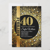 Disco party, goud, 70's, verjaardagsfeest kaart (Voorkant)