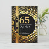 Disco party, goud, 70's, verjaardagsfeest kaart (Staand voorkant)