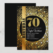 Disco party, goud, 70's, verjaardagsfeest kaart (Voorkant / Achterkant)