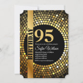 Disco party, goud, 95's, verjaardagsfeestuitnodigi kaart (Voorkant)