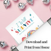 Disco Party Ik zal overleven Kater Kit Party Sign Poster