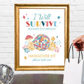 Disco Party Ik zal overleven Kater Kit Party Sign Poster