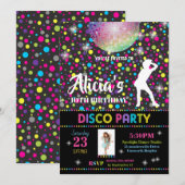 Disco Party Invitation Girl Dance Birthday Invite Kaart (Voorkant / Achterkant)