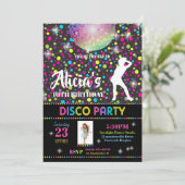 Disco Party Invitation Girl Dance Birthday Invite Kaart (Staand voorkant)
