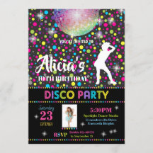 Disco Party Invitation Girl Dance Birthday Invite
