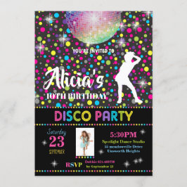 Disco Party Invitation Girl Dance Birthday Invite Kaart