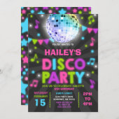 Disco Party Invitation Glow Disco Party nodigt uit Kaart (Voorkant / Achterkant)