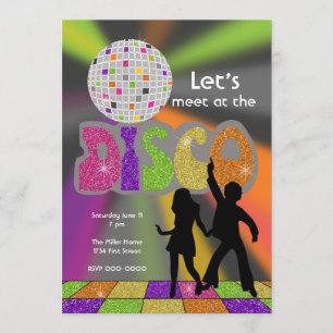 Disco Party Invitation Kaart