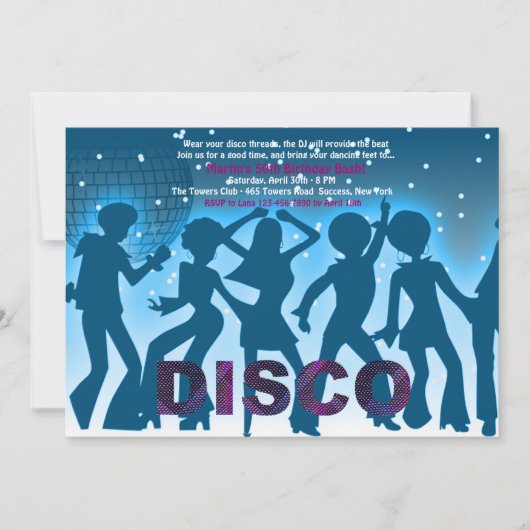 Disco Party Invitation Kaart (Voorkant)