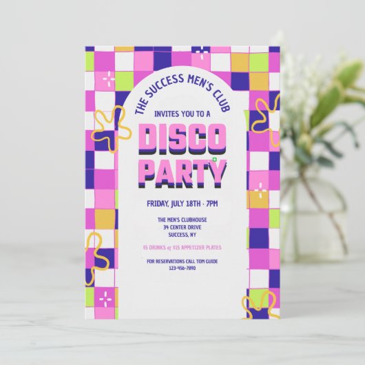 Disco Party Invitation Kaart (Staand voorkant)