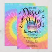 Disco Party Invitation Tie Dye Disco Kaart (Voorkant / Achterkant)