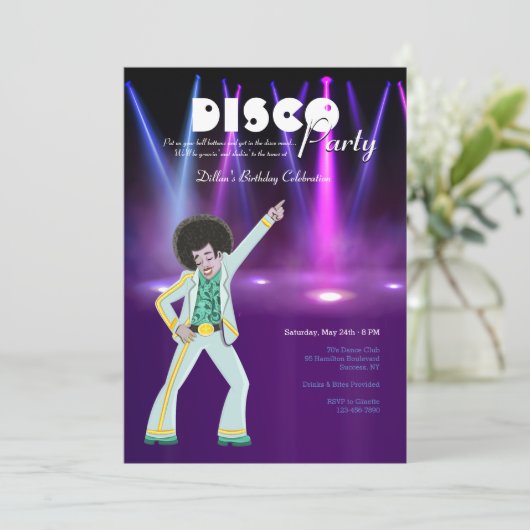 Disco Party Kaart (Staand voorkant)