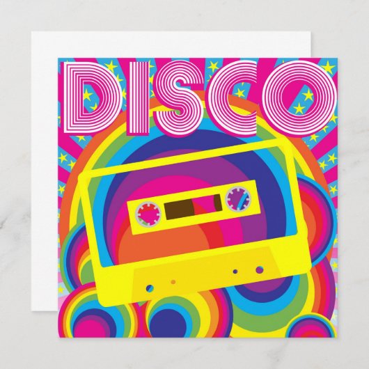 Disco Party Kaart (Voorkant / Achterkant)