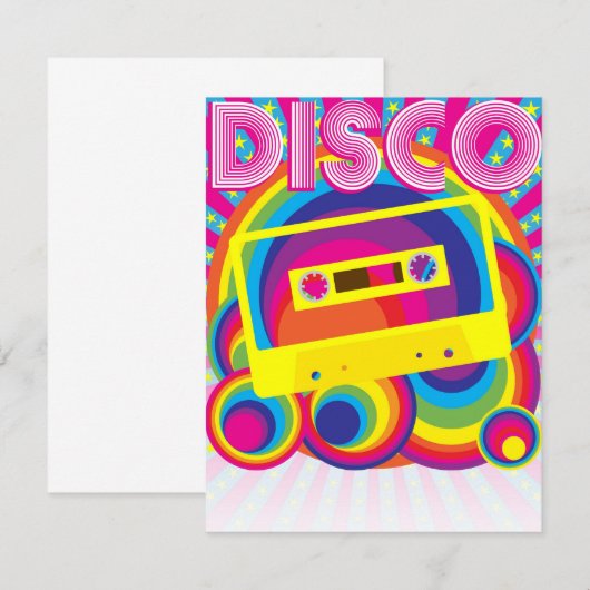 Disco Party Kaart (Voorkant / Achterkant)