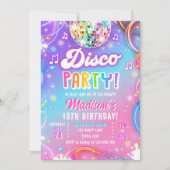 Disco Party Neon Retro Glow Crazy Girl Birthday Kaart (Voorkant)
