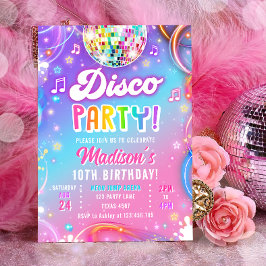 Disco Party Neon Retro Glow Crazy Girl Birthday Kaart