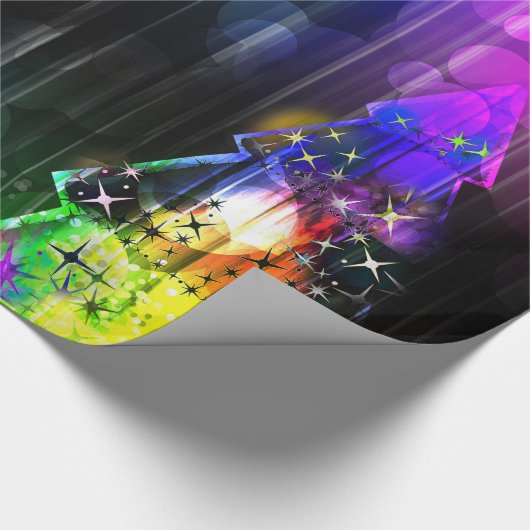 Disco Party Neon verlicht kerstbomen Cadeaupapier (Hoek)