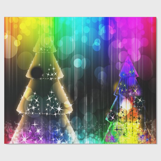 Disco Party Neon verlicht kerstbomen Cadeaupapier (Vlak)