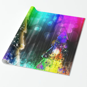 Disco Party Neon verlicht kerstbomen Cadeaupapier