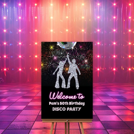 Disco Party Retro 70s Party Welkom Bord Poster