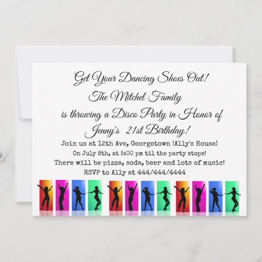 Disco Party retro dansen Verjaardagsfeest Kaart (Achterkant)