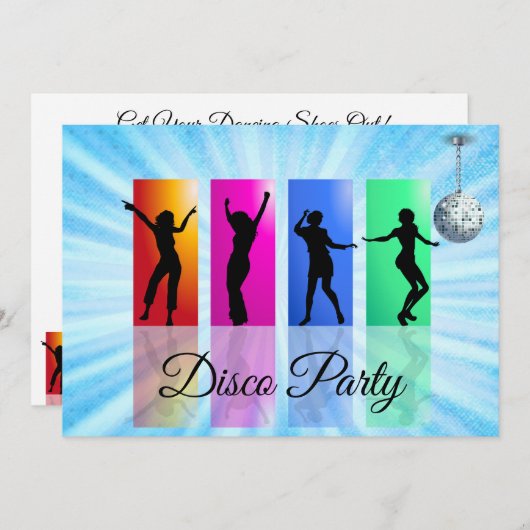 Disco Party retro dansen Verjaardagsfeest Kaart (Voorkant / Achterkant)